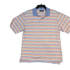Alan Flusser Colorful Striped Mens Mercerized Cotton Polo Shirt M